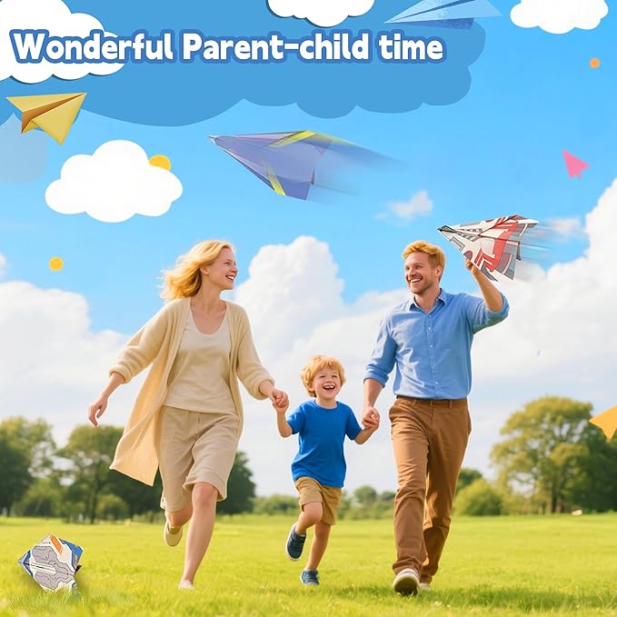 Paper Airplane Origami Kit for Kids Ages 8-12, 12 Paper Airplane Designs with 36 Colorful Origami Papers, Folding Airplane Activities for Kids, Creative Origami Kit Gift for Boys Girls