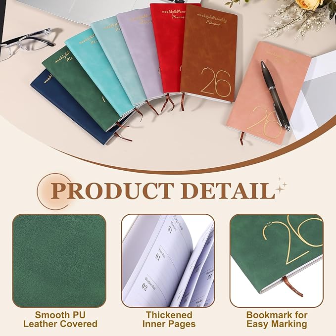 PATIKIL 2026 Daily Planner Notebook, A6 64 Sheets Undated to Do List Daily Weekly Monthly Goals Tracker Pocket Notebook for Office Home Study Work Time Management Fitness Habit, Dark Green