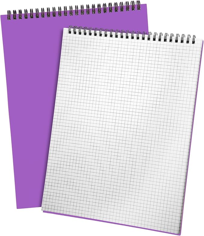 Engrowtic Top Spiral Graph Paper Notebook A4 70 Sheet, Purple, 1 Pack