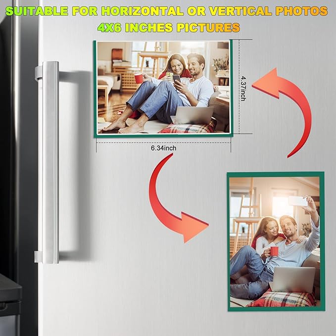 CHUNNIAO Green Magnetic Picture Frame 4X6 for Refrigerator 10 Pack,Photo Magnets Sleeves