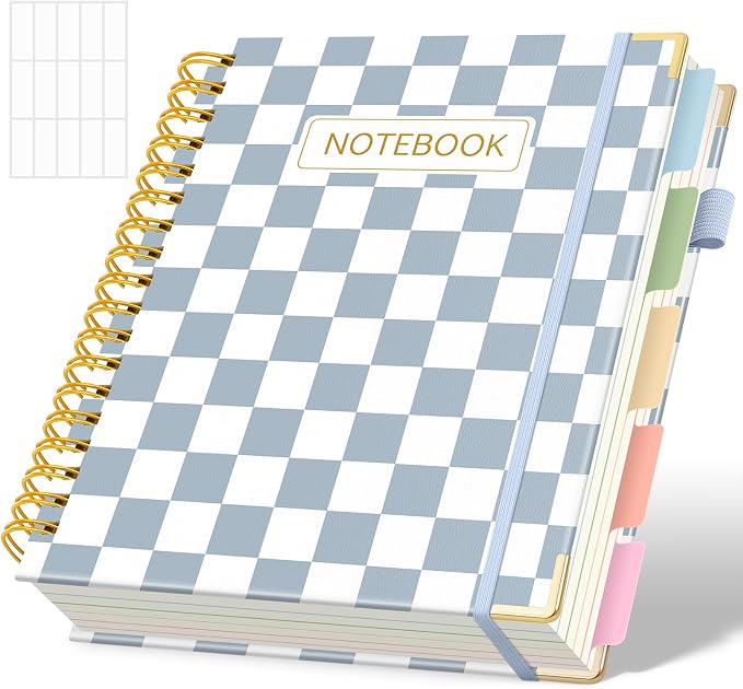 SKYDUE Sprial Notebook With Dividers Tabs, 5 Subject Notebook College Ruled