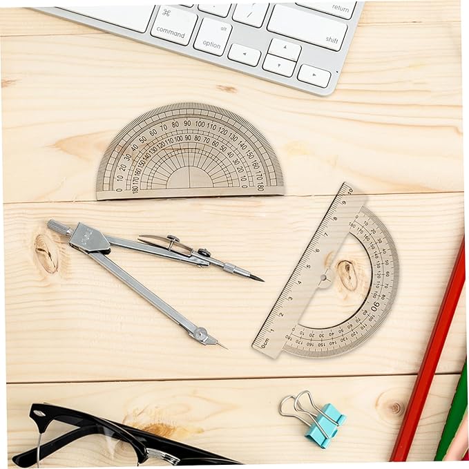 VILLCASE 2sets Transparent Math Geometry Tool Kit Includes Triangle Ruler Protractor and Drafting Ruler for School Office and Home Use Measuring Artists and Engineers