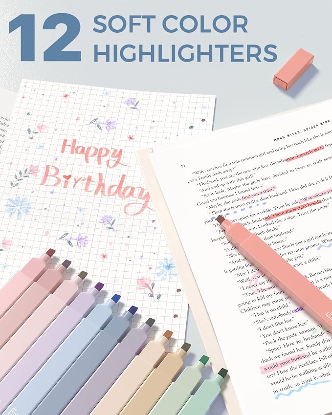 Four Candies 56PCS School Supplies with Pencil Case, Stationery Set, Blue | 6 Multicolor Pens, 12 Pastel Highlighters, 5 Gel Pens, 9 Mechanical Pencils, Back to School, College Essentials for Students