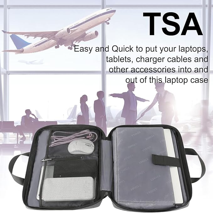 Ytonet Laptop Case, 15.6 inch TSA Laptop Sleeve Computer Bag Water Resistant Computer Case Carrying Cover Compatible for Lenovo, HP, Dell, Asus Notebook, Gifts for Men Women, Grey
