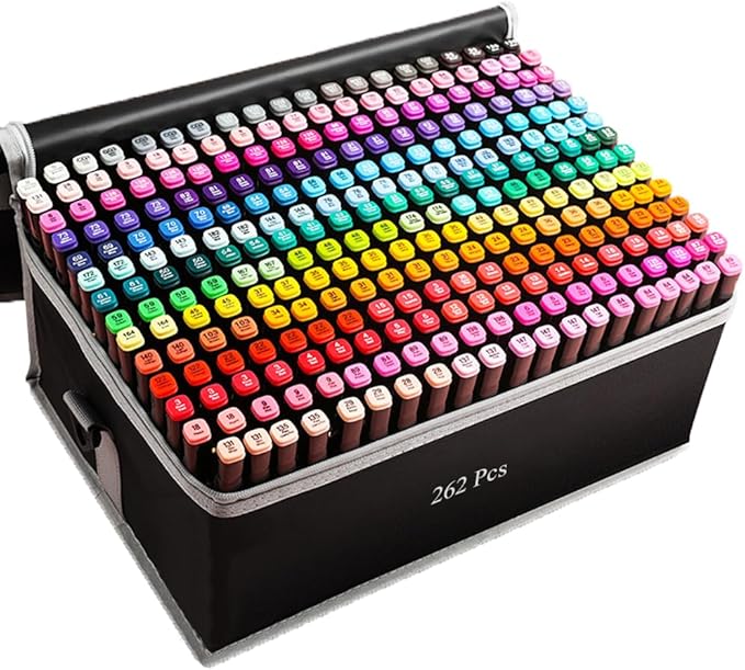 Alcohol Markers, 262 Colors Art Drawing Markers Set for Kids Adults Dual Tip Permanent Sketch Markers, with Organizing Case