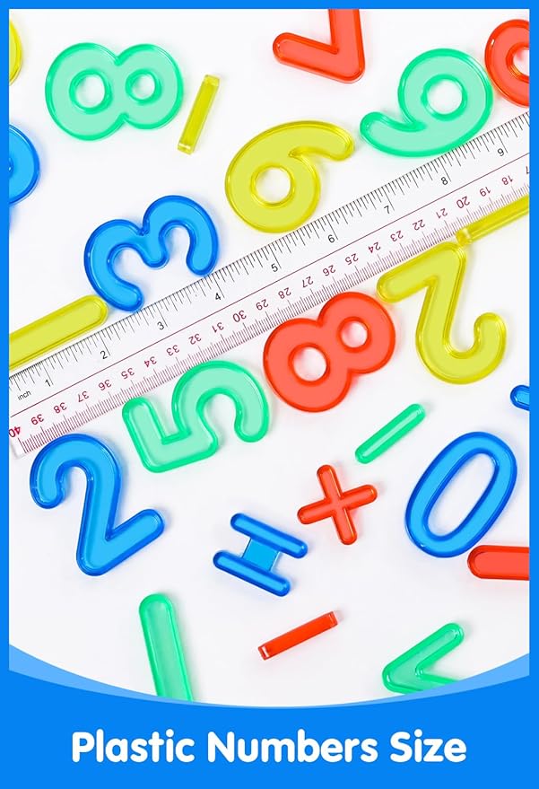 48 Pcs Translucent Number Set – Plastic Numbers & Symbols for Kids, Ideal for Early Math Learning and Light Table Activities