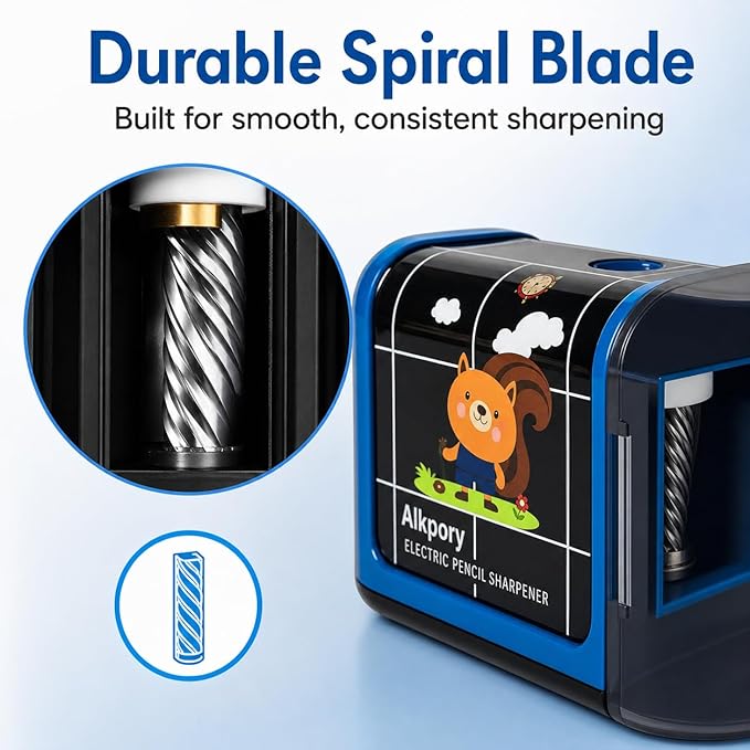 Battery Operated Electric Pencil Sharpener for Kids, Auto Stop Safety Switch, Fast Pencil Sharpener for No.2 and Colored Pencils, Portable Desk Sharpener for School, Home, Office, Blue