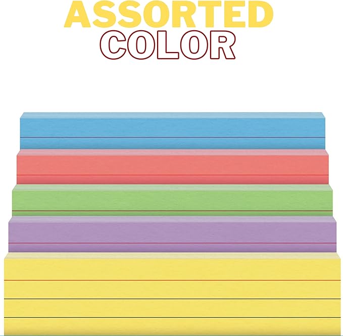 1InTheOffice Colored Index Card 3x5, Pastel Index cards, Ruled Flash Cards, Assorted Color, 300 Pack
