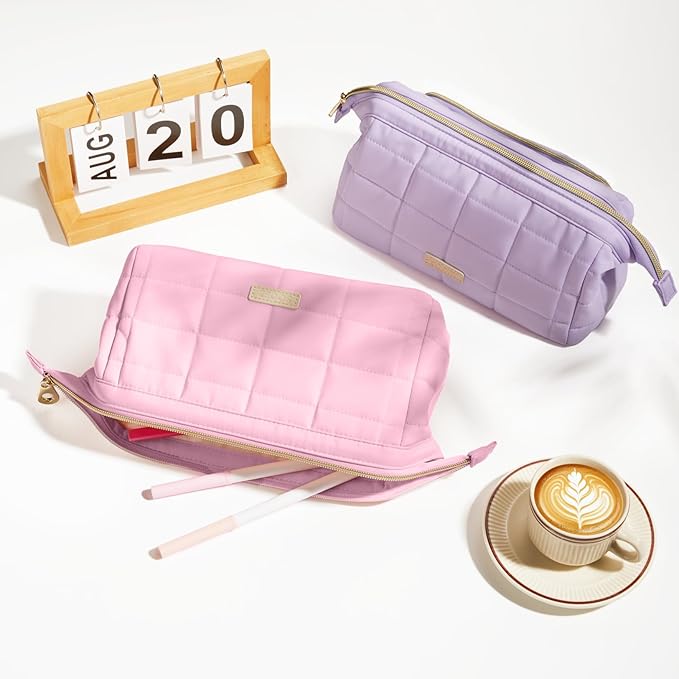 Sooez Large Pencil Case Pouch, Soft Pencil Bag with Zipper, Pen Bag Wide Opening, School Supplies Cute Pencil Case for Girls Boy Men Women, Purple