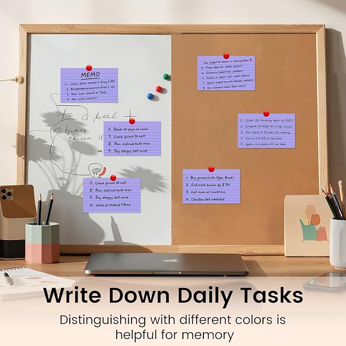 Index Cards 3x5 Inch, 300sheets, Flash Cards,Ruled Lined Purple Note Cards Paper For Studying, Schools Supplies, College, Office And Home Organization, Note Taking Supplies