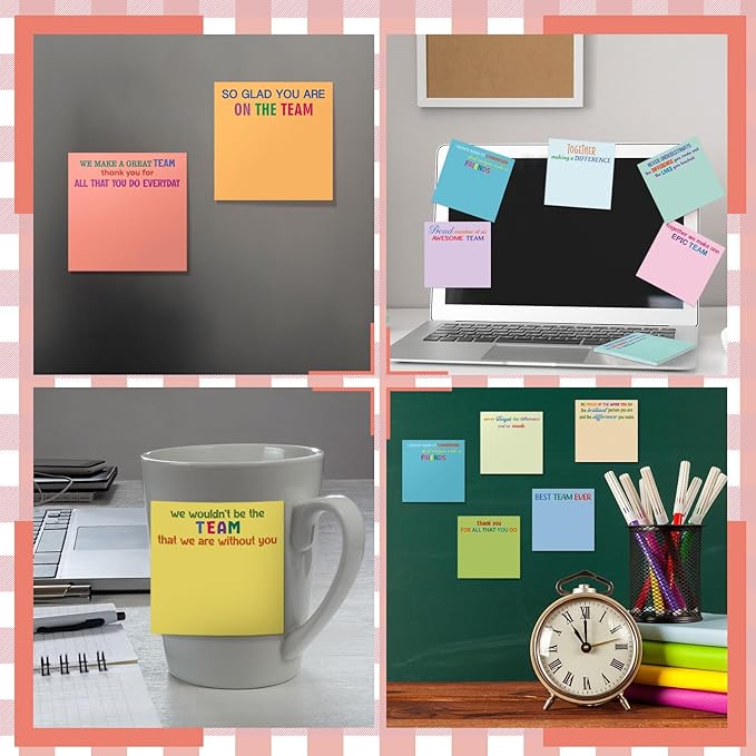 Yinder 24 Pcs Inspirational Sticky Notes Cute Motivational Sticky Notes Pad End of Year Employee Appreciation Gifts Bulk for Teacher Nurse Coworkers Office Supplies 3 x 3'' (Thank You,Elegant)