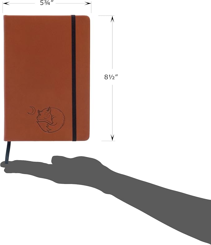 EVERLINEA 5.6” x 8.3” Embossed Fox A5 Hardcover Notebook, 240 Lined Pages, Rust Orange