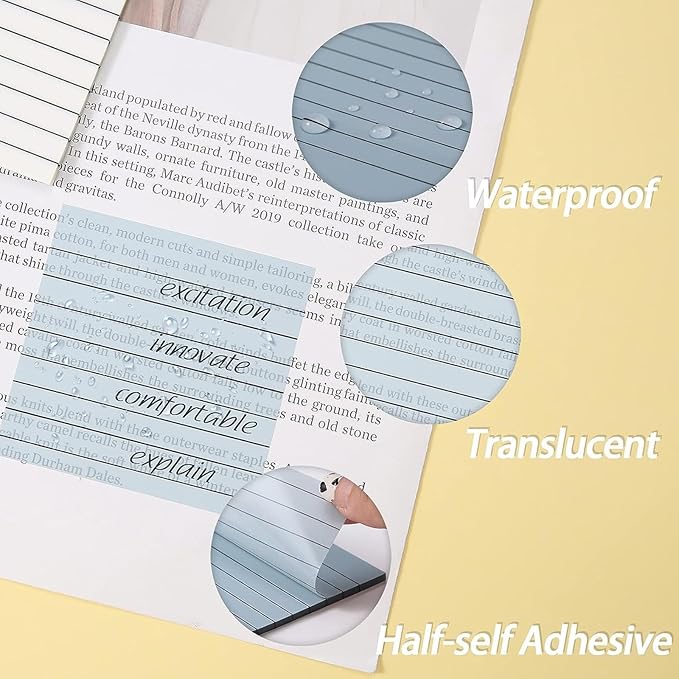 2 Pads, 100 Sheets, Clear Transparent Lined Sticky Notes 3x3 Inches, Self-Stick Notes, See Through Translucent, Easy to Post, Study Supplies, Office Products, Reusable, Waterproof, Orange
