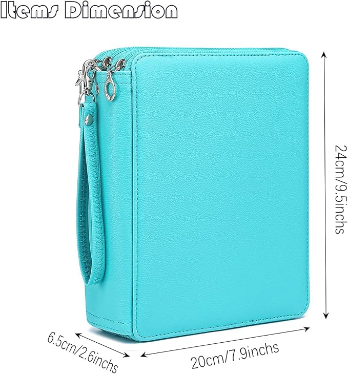 YOUNGCOL Deluxe PU Leather Colored Pencil Case - 120 Slots Pencil Holder with Handle Strap Large Capacity Pencil Organizer