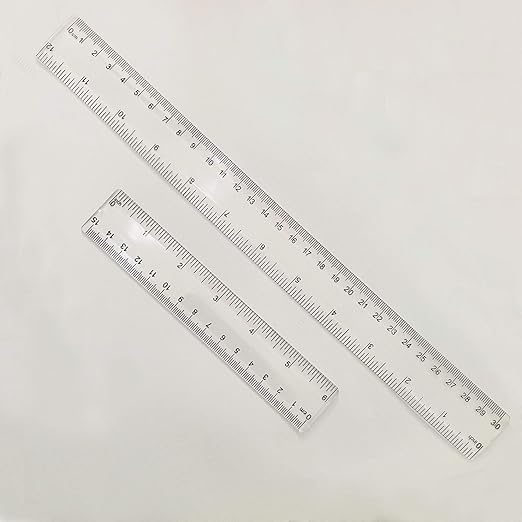 Ruler 12 inch 6 inch Rulers for Kids Plastic Clear Ruler Bulk for Classroom School Must Haves Supplies Tools Elementary Ruller with Centimeters (2pcs Clear (6 Inch+12 Inch))