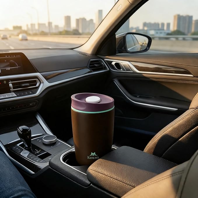 12 oz coffee tumbler Insulated coffee mug with lid Slider Insulated Stainless Steel Coffee Tumbler, Travel Mug for Hot and Iced Beverages insulated travel coffee mug (black)