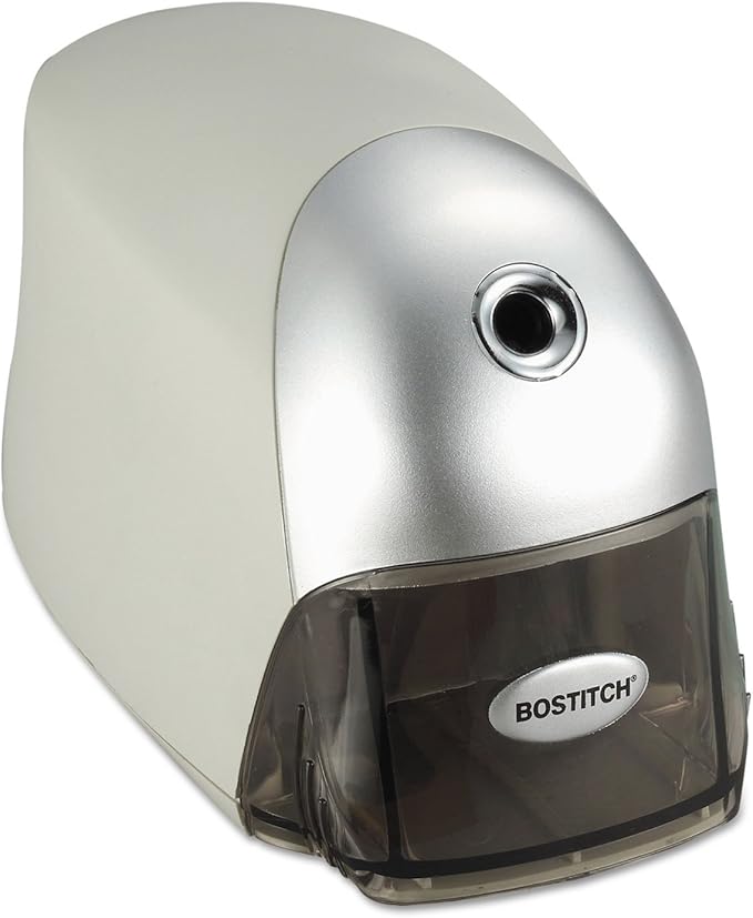 Bostitch Office QuietSharp Electric Pencil Sharpener, Heavy Duty Classroom or Office Use, Size Selector with 6 Different Sizes, Gold/Chrome