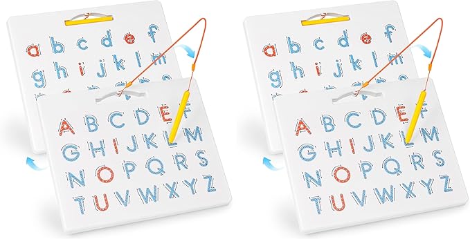 LovesTown Double Sided Magnetic Alphabet Tracing Board ABC Letter Learning Toy with Magnets Educational Writing Practice for Preschool Toddlers (Pack of 2)