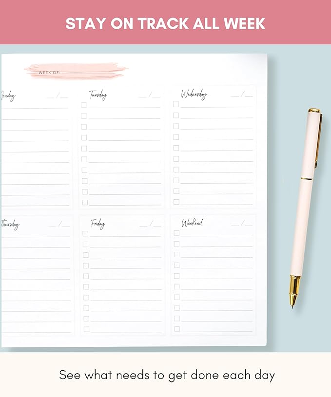 Lamare Weekly Planner Notepad – Premium Undated Weekly To Do List Notepad for School, Home & Office Day Planner, Desk To Do List Pad and Productivity Planning Pad