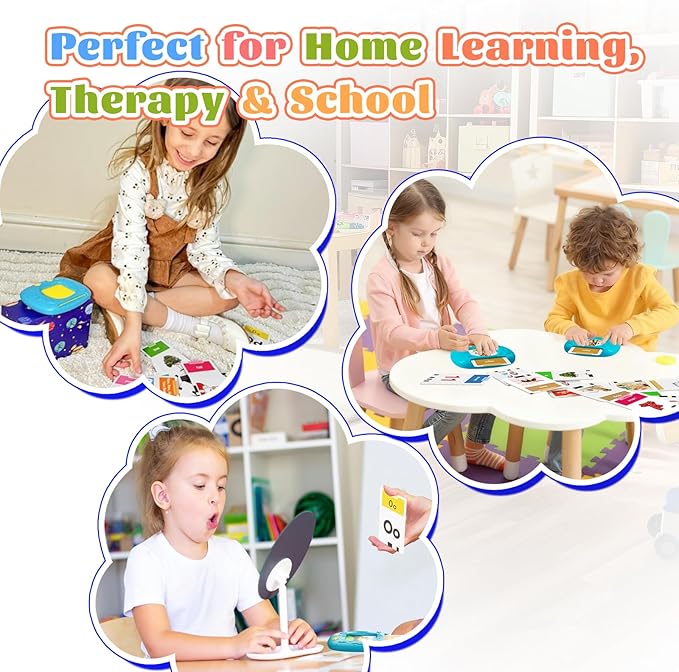 HOMESTEC Toddler Talking Flash Cards with 216 Double Sided Cards for Speech Therapy Learning for Ages 3 to 6 Featuring 24 Themes Short Sentences Real Sounds and Stories Birthday Gifts for Kids