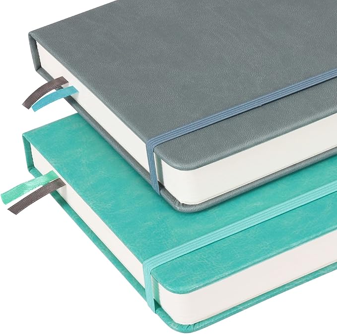 Graph Paper Notebook with 280 Pages,A5 Grid Paper Notebook/Journal,100gsm Thick Graph Leather Journal for Math Science Students,5.75'' × 8.38''-Gray Blue