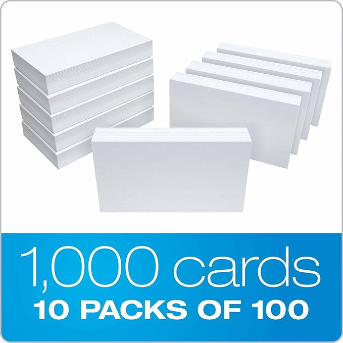 Oxford 30 (1000 PK) Blank Index Cards, 3" x 5", White, 1,000 Cards (10 Packs of 100) (30)