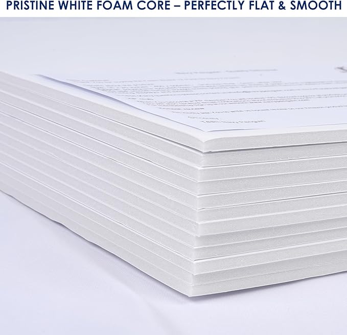 Foam Board 24 x 36 x 3/16" (5mm) - 12 Pack - White Poster Board, Acid Free, Double Sided, Rigid, Sign Board Foamboard for Mounting, Crafts, Paintings Prints, Art, Display, Presentation and Projects