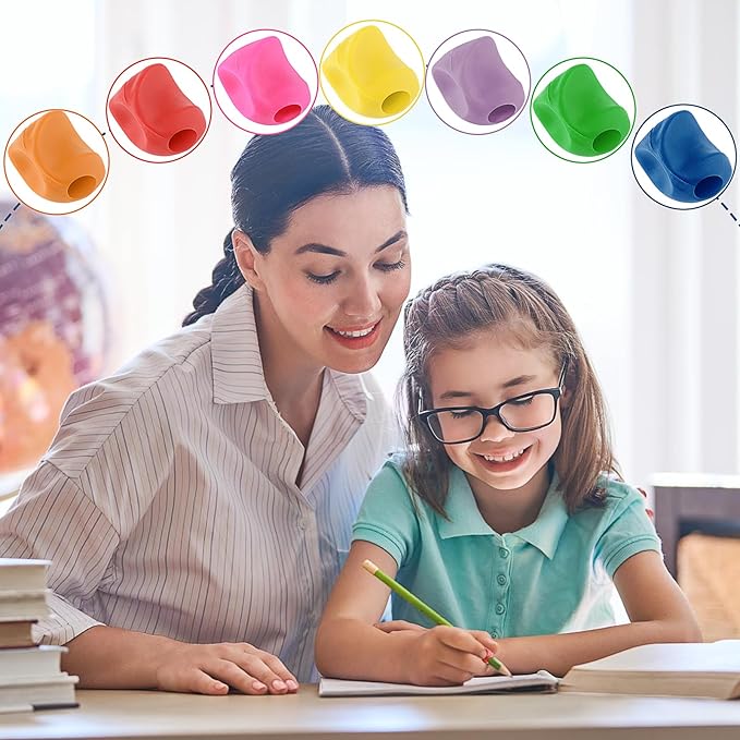Mabor 15Pcs Kids Pencil Holder Tripod Pencil Soft Grip Pencil Grippers for Kids Handwriting Correction Finger Posture Training Writing Aids for Preschooler Toddler Kindergarten