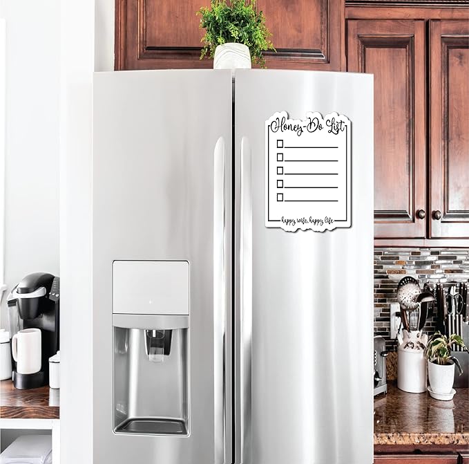 to Do List Magnetic Dry Erase Honey Do List for Refrigerator Or Any Metal Surface. - 7-''x 9-'' Whiteboard Kitchen Planner. |DM002|, Black, White