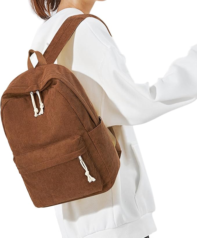BTOOP School Backpack for Teens Large Corduroy Bookbag Lightweight 15.6 inch Laptop Bag for Girls Women Casual High School College