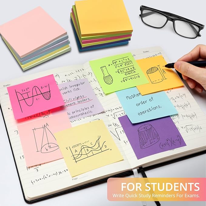 Sticky Notes, 36 Pads, 3x3 Inches Self-Stick Note Pads, Perfect for Office, Study, and Daily Life Organization - Bright