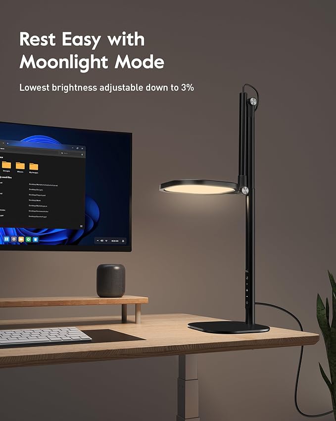 LitONES Led Desk Lamps for Home Office with Base, Tall Desk Lamp with 50 Light Modes & Memory and Timer Func Computer Light, Flexible Adjustable Table Lamps for Video Conference, Architect