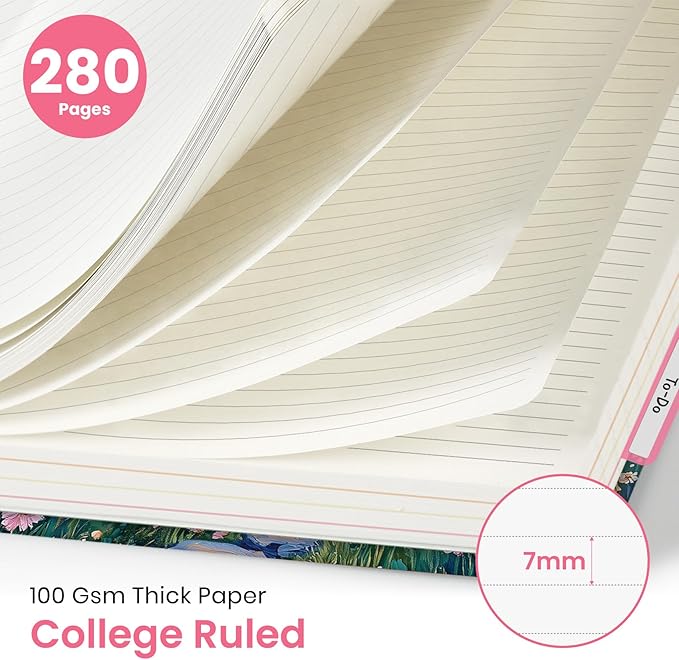 Large Lined Spiral Journal for Women Cute Hardcover 5 Subject Notebook for Work 8.5" x 11" with Removable Dividers & Tabs, College Ruled, 280 Pages Aesthetic Journal for Work, School & Note Taking, Dreamscape Hills