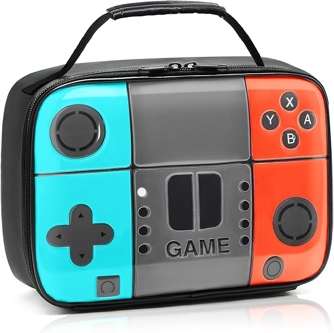 Kids Lunch Box for Boys,Game Console Insulated Lunch Bag for Kids,Leather Lunchbox for Boys,Waterproof Leakproof Portable Fits Most Bento Boxes
