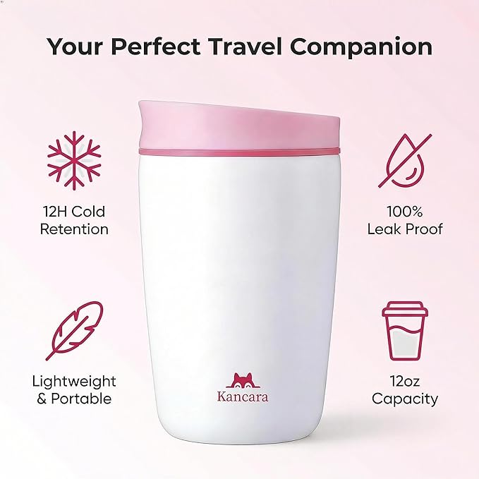 12 oz coffee tumbler Insulated coffee mug with lid Slider Insulated Stainless Steel Coffee Tumbler, Travel Mug for Hot and Iced Beverages insulated travel coffee mug (white)
