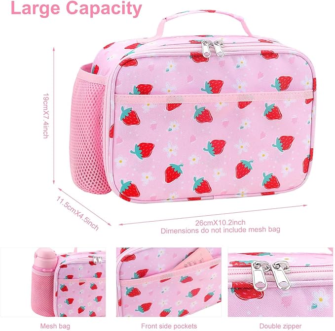 RHCPFOVR Kids Lunch Box for Girls Teens Insulated Lunch Bag Reusable Lunch Tote Kit for School Travel