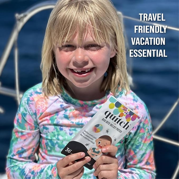 Quitch Mosquito Bite Itch Relief Bug Bite Patch, Camping Travel Essentials | After Bite Insect Bite Treatment, Anti Itch Cream Alternative, Insect Bite Relief, Cruise, Travel and Camping Essential