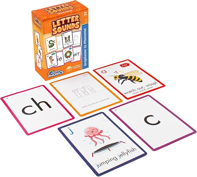 Junior Learning: Rainbow Phonics - Letter Sounds - 151 Word Cards, Flash Cards for Learning Spelling-to-Sound Patterns, Level Based Cards, Kids Ages 4+