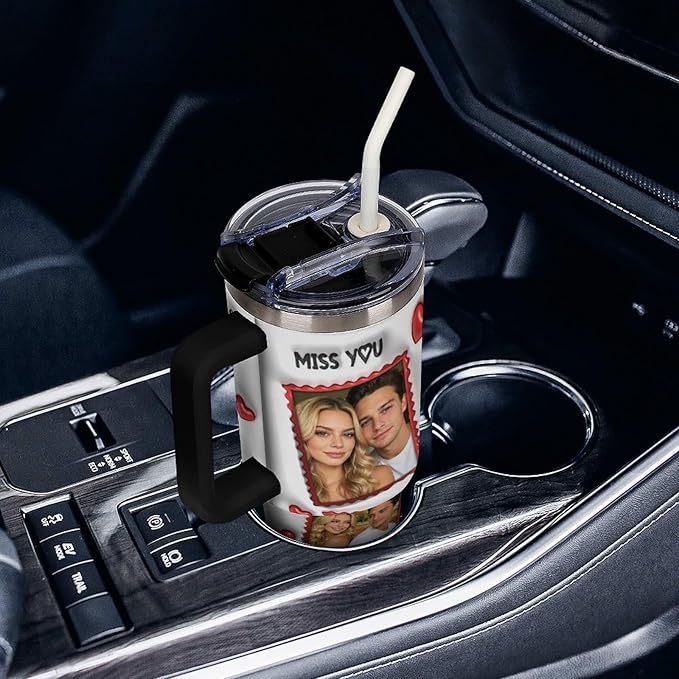 Personalized Tumbler Custom Vacuum Insulated Travel Mug Customizable Coffee Cup with Your Photos and Text Christmas Birthday Gift (40oz Design 7)