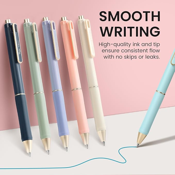 Taja 24 Pack Aesthetic Highlighters and Gel Pens Set, 12 No-Bleed Pastel Highlighters and 12 Multi Ink Pens for Bible Study, Journaling, School and Office Supplies