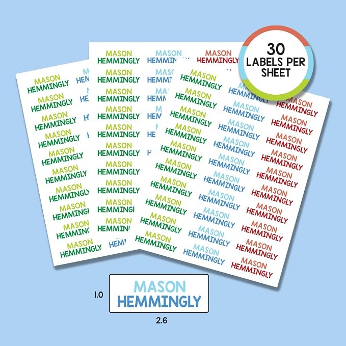 Boy Name Labels (30 Count) for Daycare, School Supplies and Camp. Waterproof DIshwasher Safe Personalized Stickers for Kids in Vide Gamer Theme