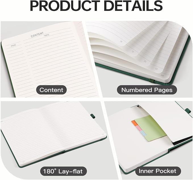 EMSHOI Lined Journal Notebook, 192 Numbered Pages, A5 Size (5.7'' x 8.3'')