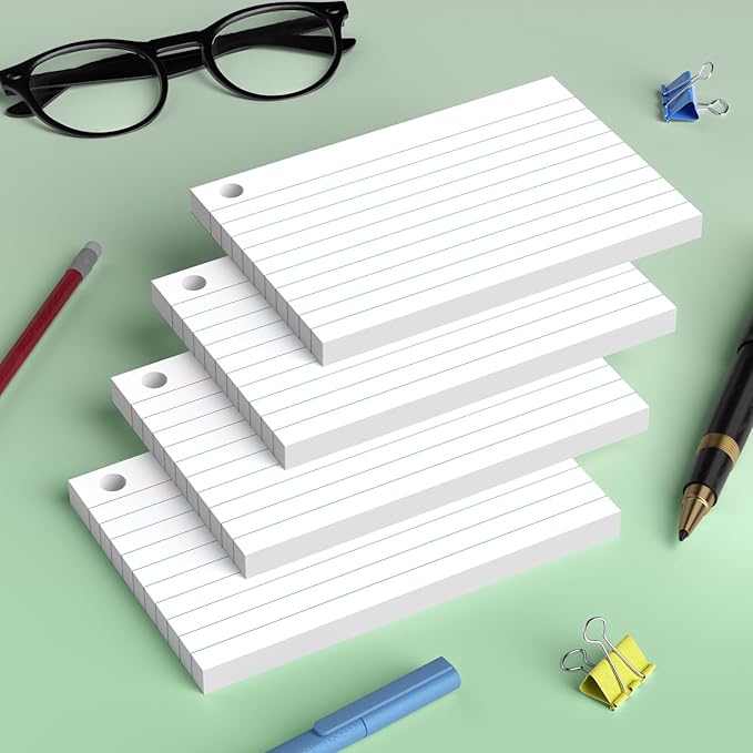 Index Cards 4x6 with Ring, 160 Sheets, Ruled White Flash Cards for Effective Studying and Note-Taking, Note Cards, Essential School Supplies for College & Office, Home Organization & Study Supplies