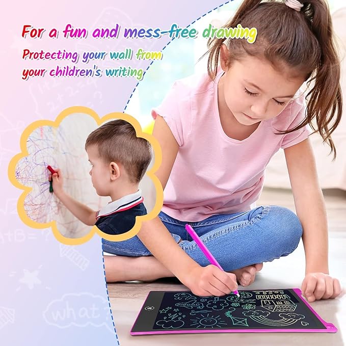 TECJOE 10 Inch 2 Pack LCD Writing Tablet, Colorful Doodle Board Drawing Tablet for Kids, Kids Travel Learning Toys Christmas Birthday Gifts for 3 4 5 6 7 8 Year Old Boys and Girls Toddlers