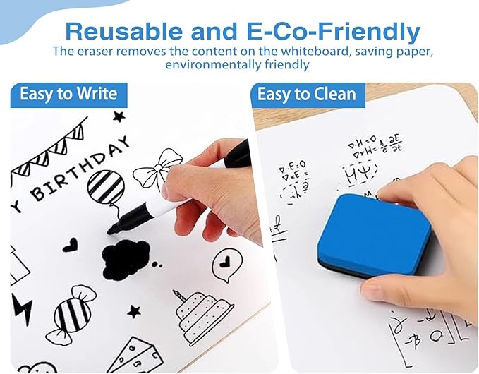2 Packs Dry Erase LapBoards with 2 Erasers and 2 Markers, 12.5" x 9" Double Sided Whiteboards, Dry Erase Boards for Students Teachers Kids Learning Education Home Classroom Office Meeting Group