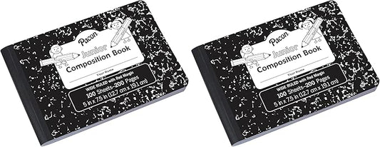 PACON PMMK37090 Junior Composition Book, 5 x 7-1/2 Inches, 3/8 Inch Ruled, 100 Sheets (Pack of 2)