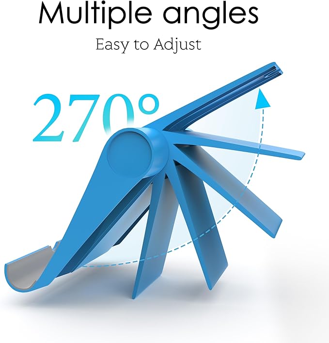 Cell Phone Stand for Desk, Foldable and Adjustable Multi-Angle Holder Dock, Universal Compatibility for Most Phone and Tablet, Portable and Sturdy Design for Office and Home (Blue)
