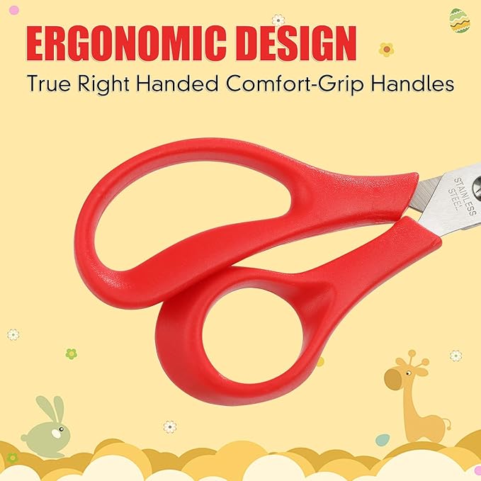 BURVAGY 48Pack 5.5" Safety Small School Kids Student Round Blunt Tip Craft Scissors Bulk, Stainless Steel Blades Comfort Grip Scissors for Kid Children Kindergarten Cutting Paper