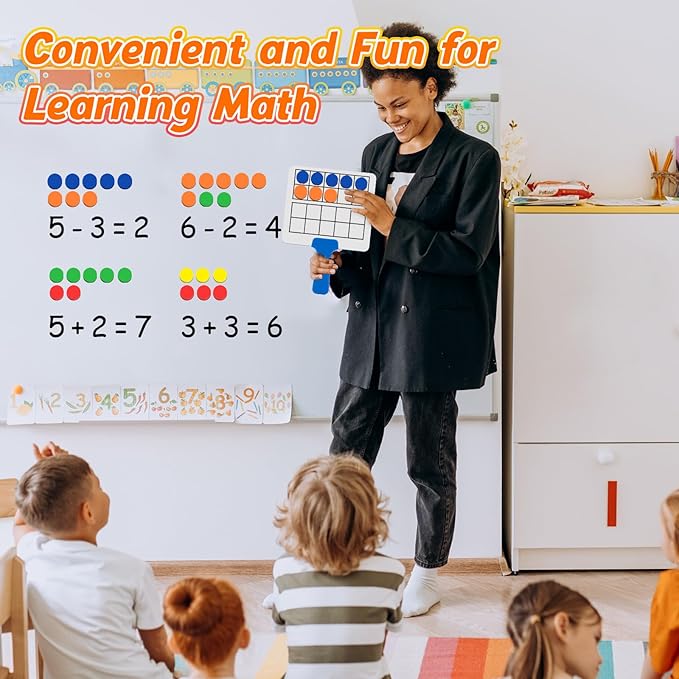 Quilinz Magnetic Ten Frame Set,5 Dry Erase Paddles & 150 Math Counters,Counting Toys for Kids,Addition and Subtraction Games,Math Manipulatives 1st Grade,Kindergarten Preschool Classroom Must Haves