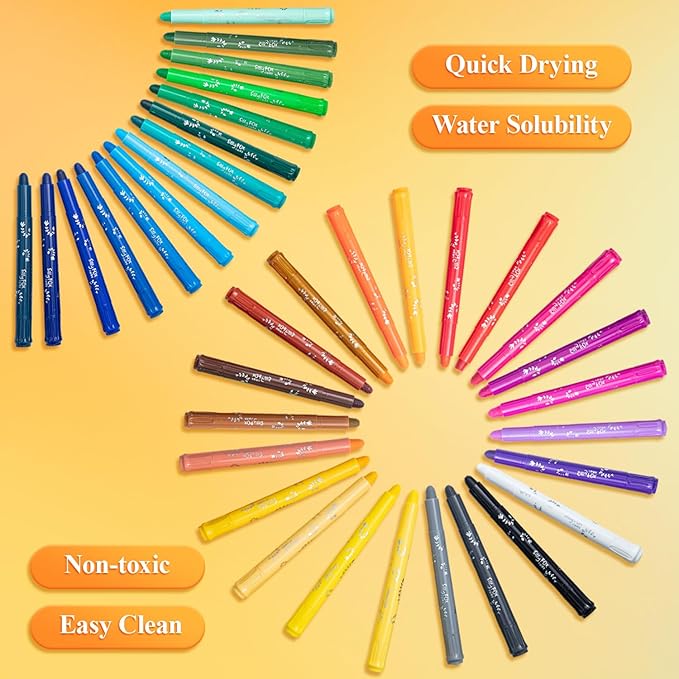 M&G 36 Colors Solid Tempera Paint Sticks, Washable Non-toxic, Quick Drying, Works Great on Paper Wood Glass Ceramic Canvas, Paint for artists
